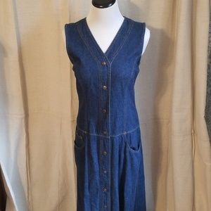 DKNY Jean Dress Maxi Floor Length Boho Hipster
